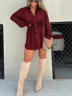 Women's Belted Romper Mini Dress – Built-In Shorts Cocktail Dress