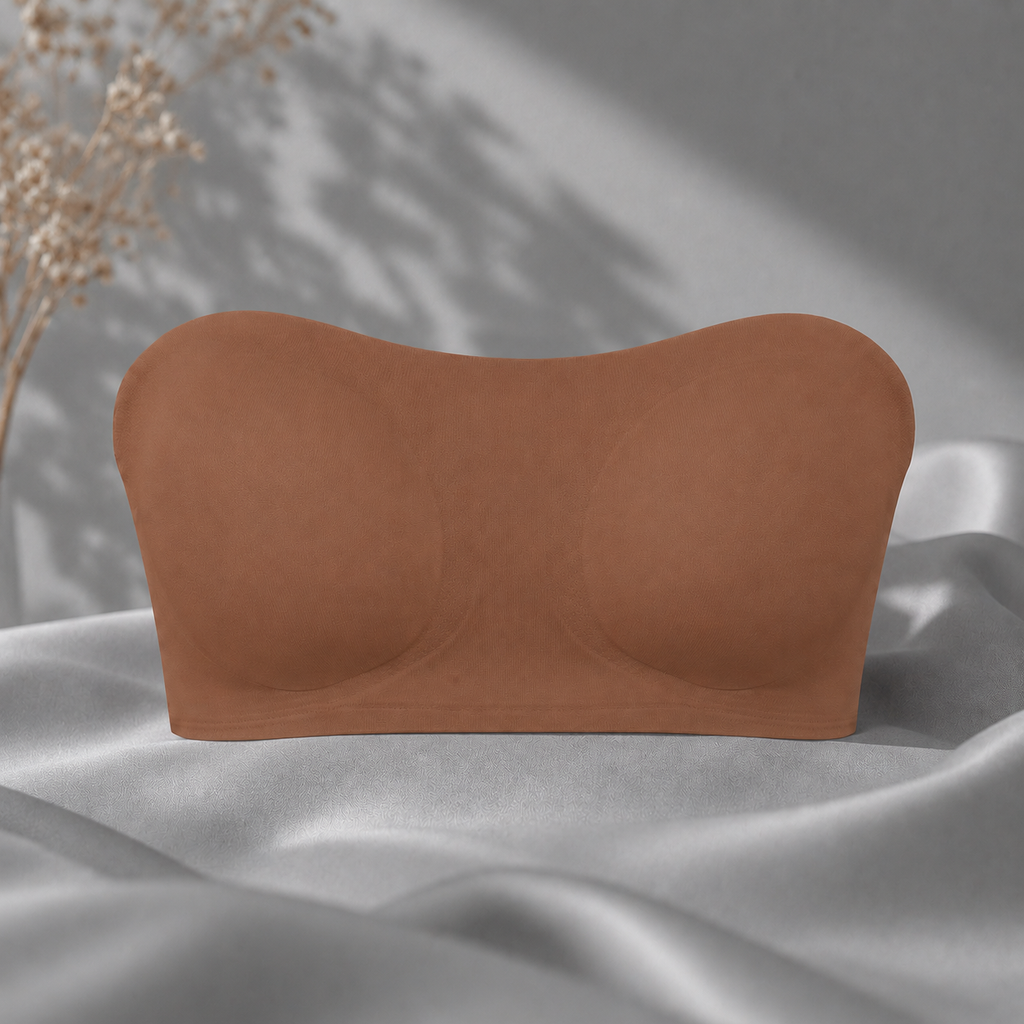 Women's Strapless Crossover Bra – Wireless Side Closure Support Bra