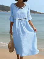 Women's Flowy Midi Occasion Dress – Figure-Flattering Day-to-Evening Dress