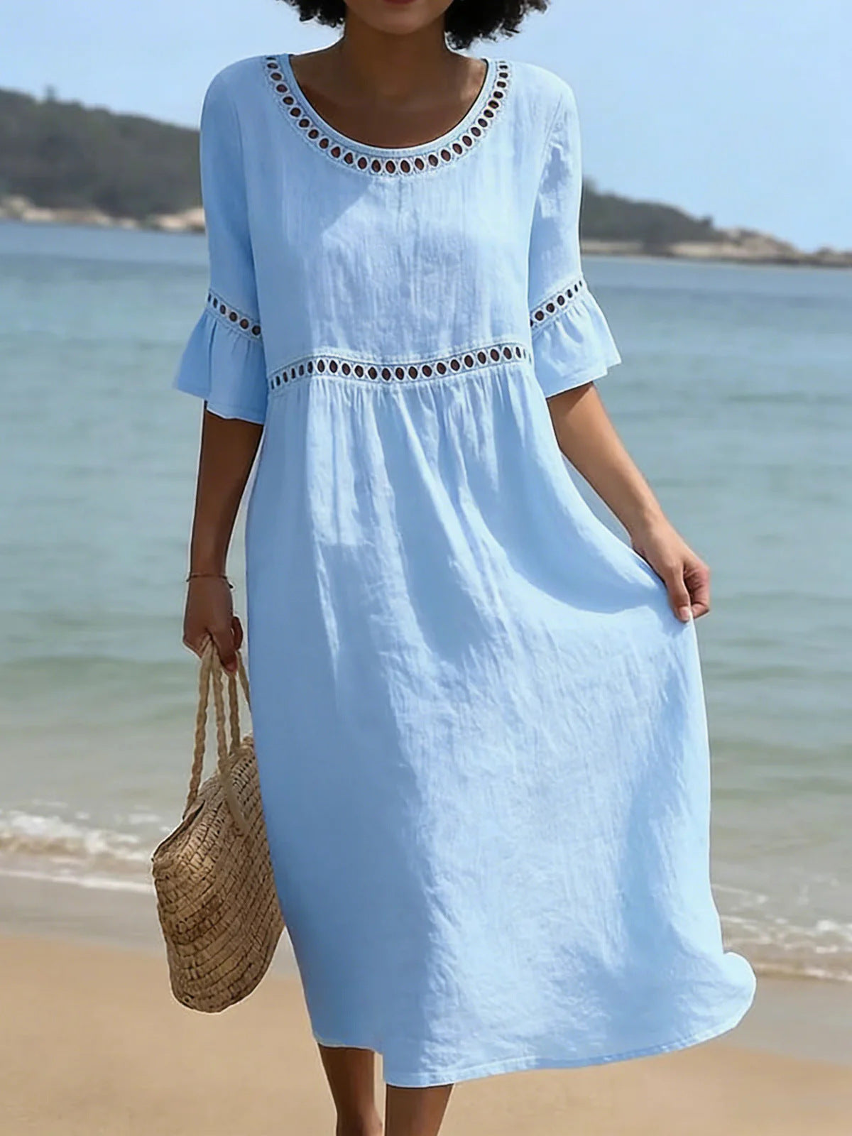 Women's Flowy Midi Occasion Dress – Figure-Flattering Day-to-Evening Dress
