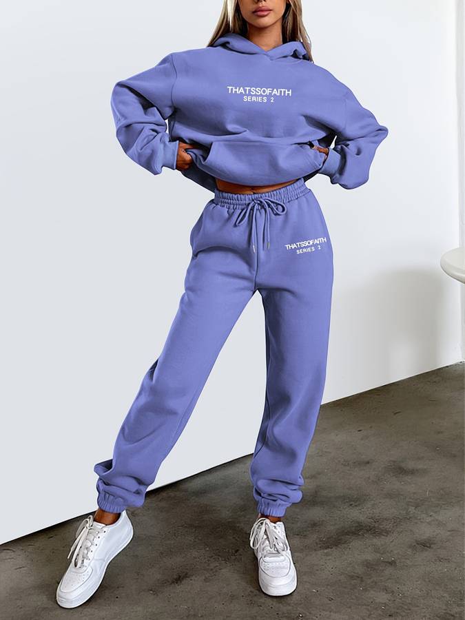 Women's Graphic Sweat Set – Oversized Wide Leg Lounge Co-Ord