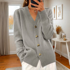 Women's Heart Button Cardigan – Long Sleeve Knit Cardigan
