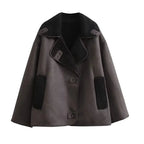 Women's Plush Lined Winter Jacket – Oversized Faux Leather Jacket