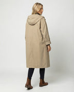 Women's Long Belted Trench Coat – Adjustable Waist Transitional Overcoat