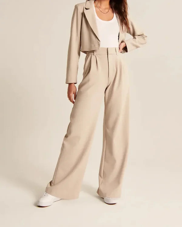 Women's Pleated Wide Leg Pants – High Waist Flowy Dress Trousers