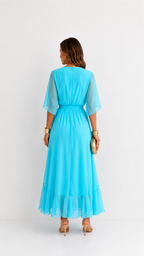 Women's Tie Waist V-Neck Wrap Dress – Flowy Cocktail Occasion Dress