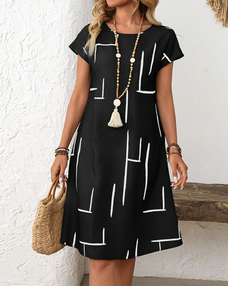 Women's Vacation Print Dress – Flowy Relaxed Summer Dress