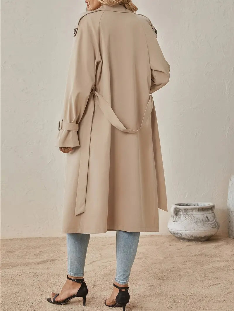 Women's Classic Button Trench Coat – Tailored Longline Overcoat