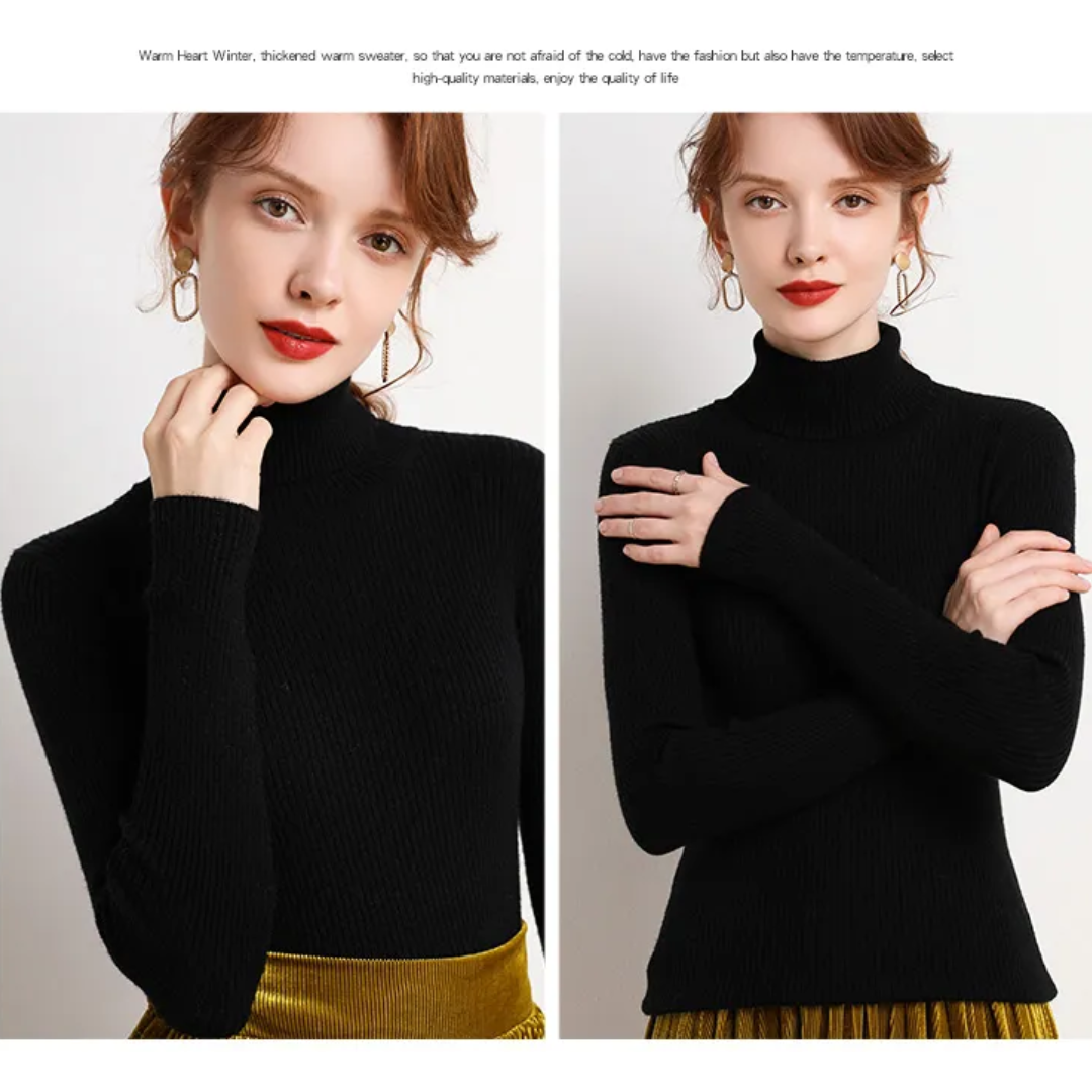 Women's Classic Roll Neck Sweater – Turtleneck Winter Knit Sweater