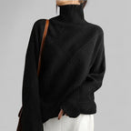 Women's Geometric Roll Neck Sweater – Relaxed Winter Knit Sweater