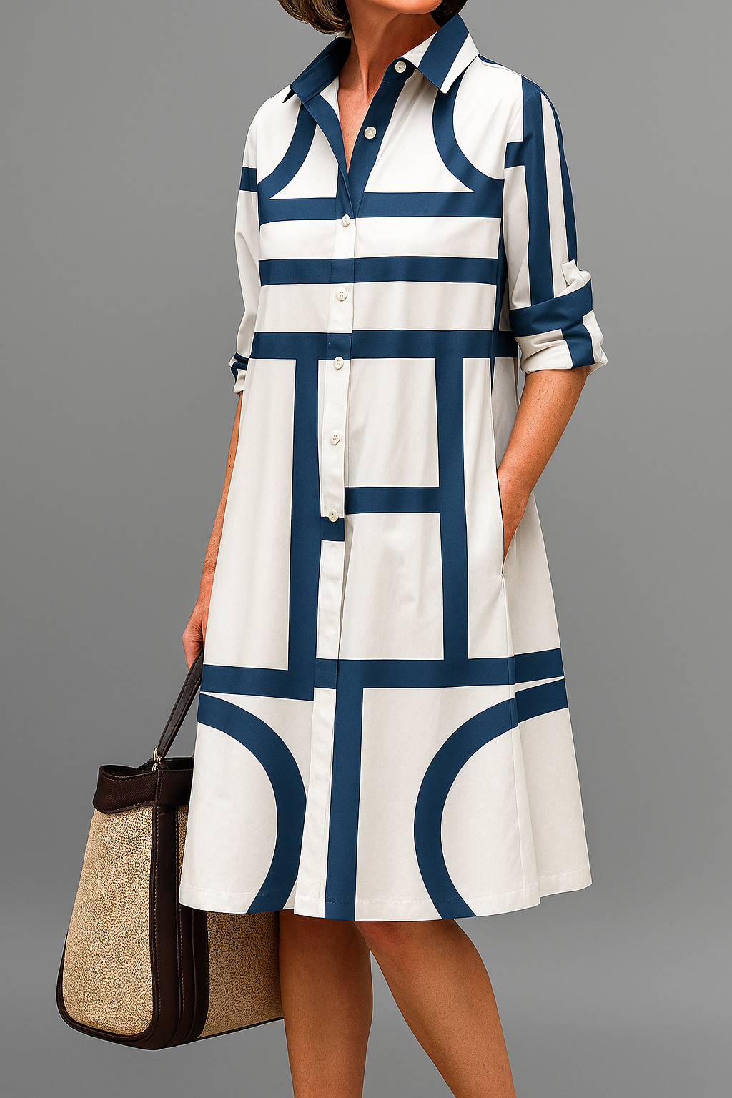 Women's Flowy Midi Occasion Dress – Draped Day-to-Evening Dress