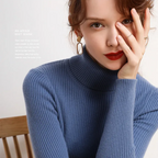 Women's Classic Roll Neck Sweater – Turtleneck Winter Knit Sweater