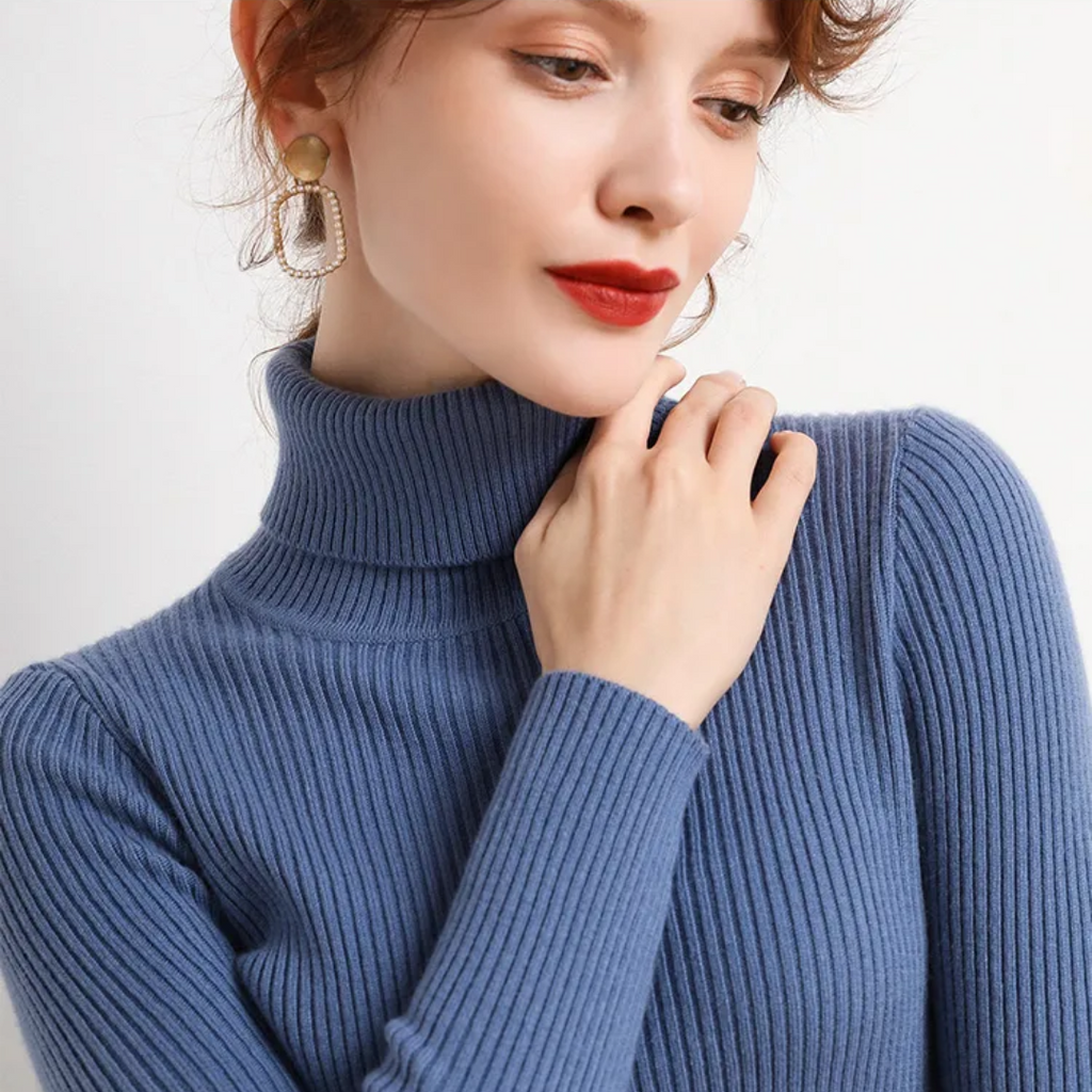 Women's Classic Roll Neck Sweater – Turtleneck Winter Knit Sweater