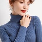 Women's Classic Roll Neck Sweater – Turtleneck Winter Knit Sweater