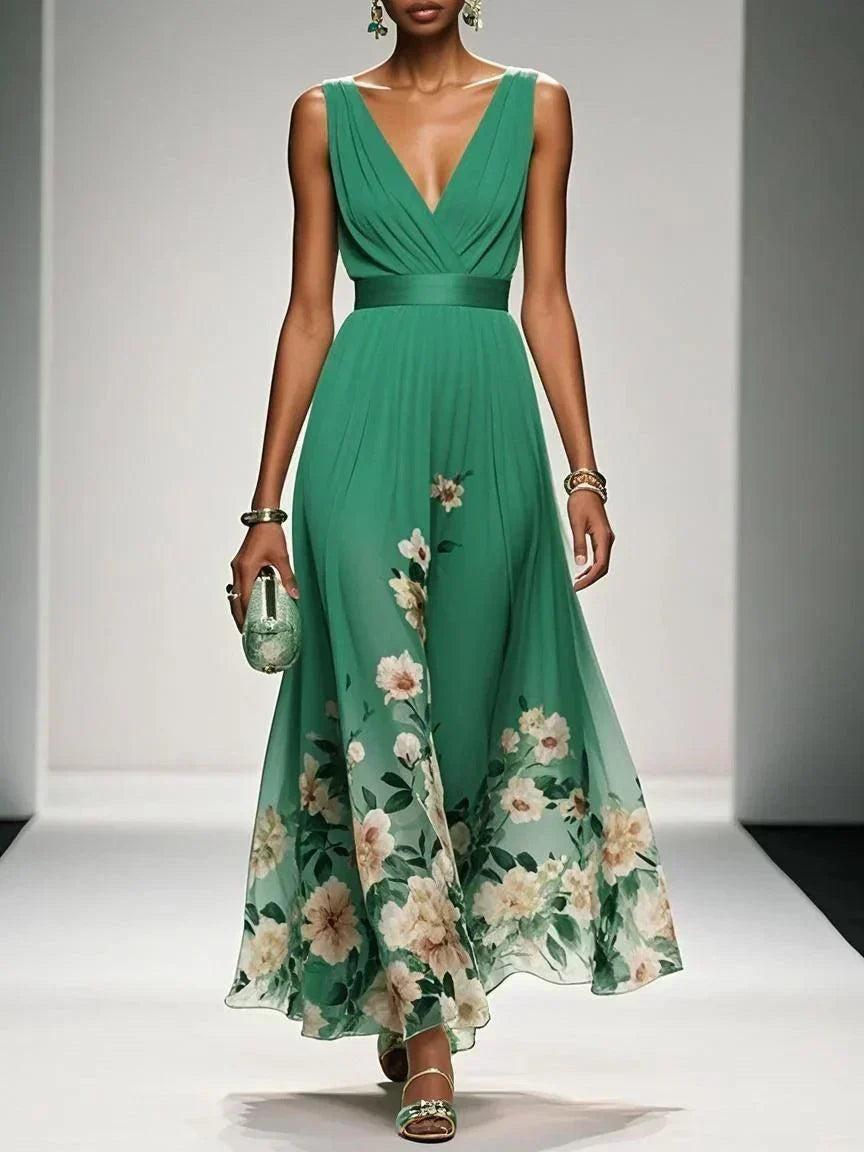 Women's Floral Wedding Guest Maxi Dress – Summer Flowy Occasion Dress