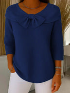 Women's Fitted Bow Detail Top – Long Sleeve Dressy Top