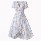 Women's Floral Belted Wrap Dress – V-Neck Midi Occasion Dress