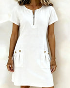 Women's A-Line Zip Front Dress – Flared Day Dress