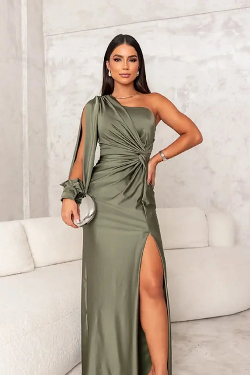 Women's Pleated Wedding Guest Dress – Flowy Formal Maxi Dress