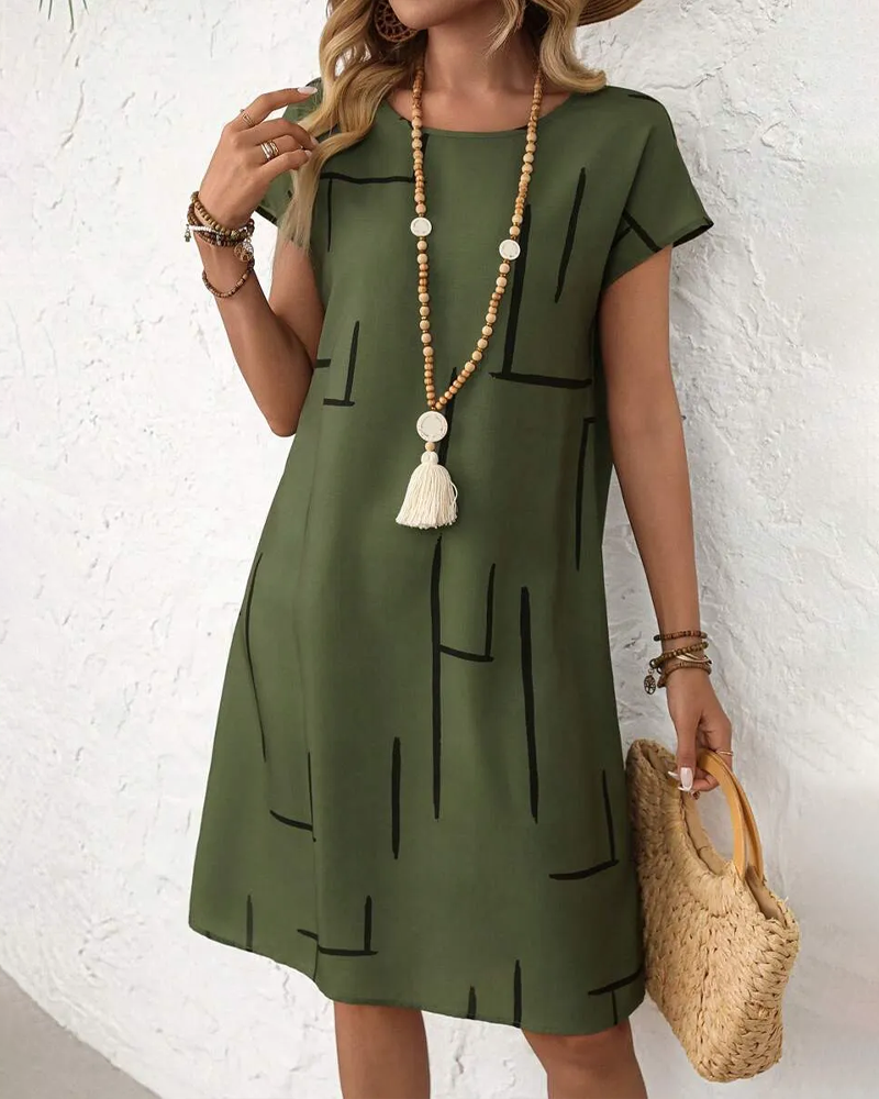 Women's Vacation Print Dress – Flowy Relaxed Summer Dress