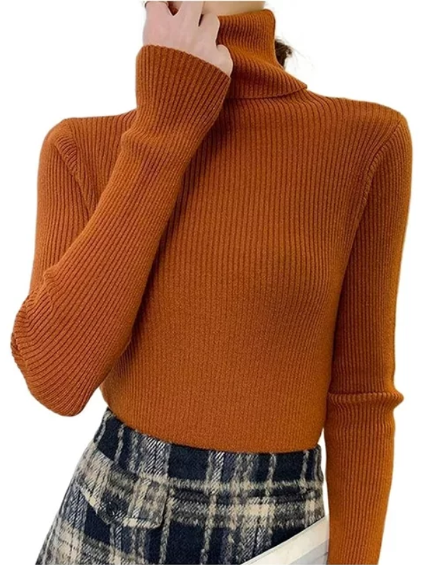 Women's Classic Roll Neck Sweater – Turtleneck Winter Knit Sweater