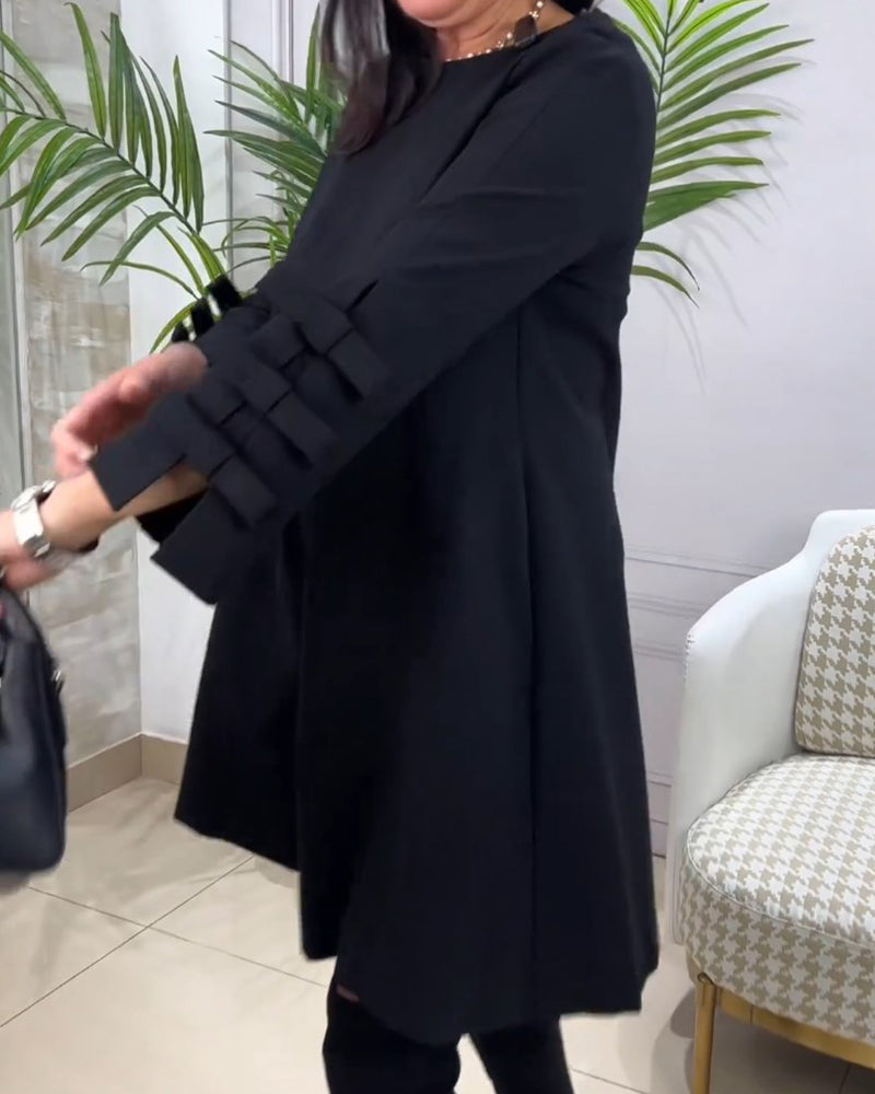 Women's Long Sleeve Pocket Dress – Relaxed Knee Length Everyday Dress