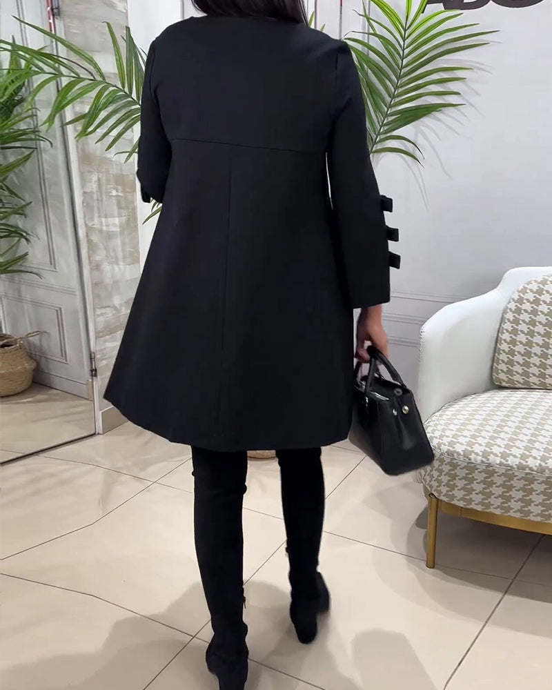 Women's Long Sleeve Pocket Dress – Relaxed Knee Length Everyday Dress
