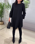 Women's Long Sleeve Pocket Dress – Relaxed Knee Length Everyday Dress