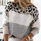 Women's Animal Print Sweater – Oversized Leopard Pattern Pullover