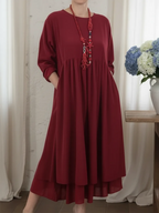 Women's Long Sleeve Midi Dress – Relaxed Everyday Shirt Dress