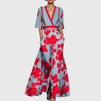 Women's Belted Floral Midi Dress – Garden Party Occasion Dress
