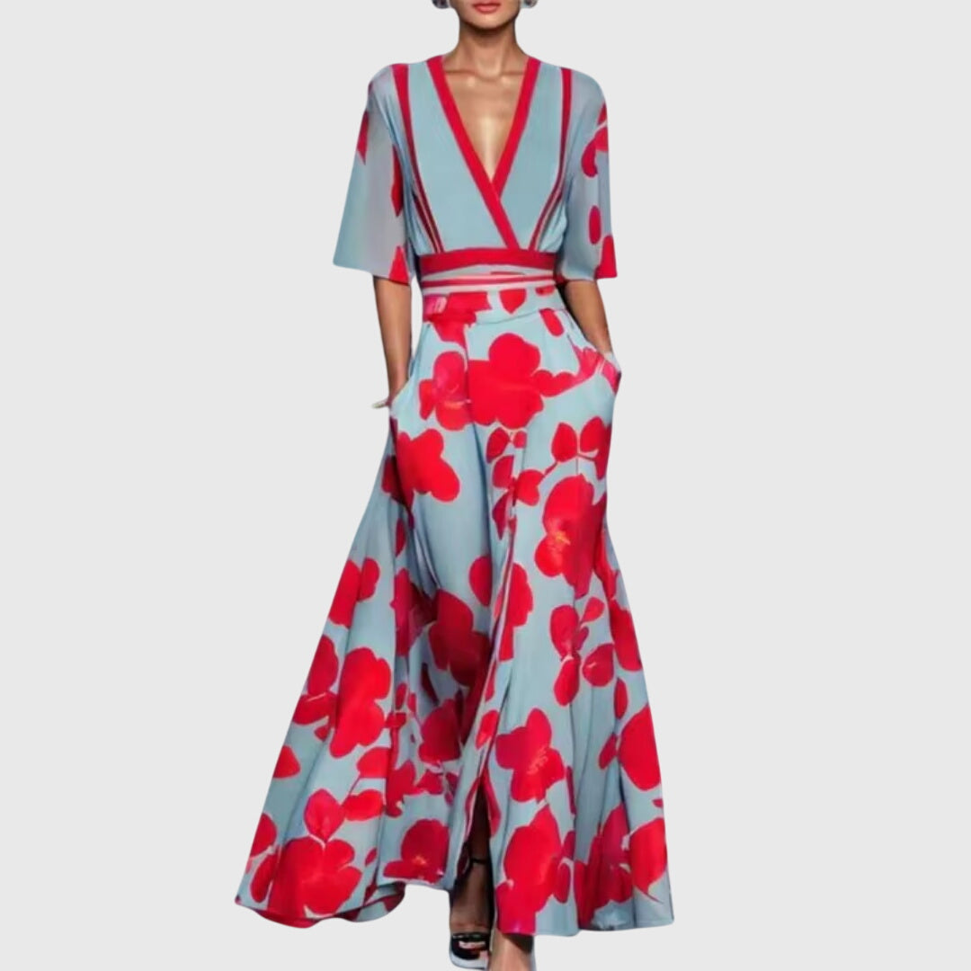 Women's Belted Floral Midi Dress – Garden Party Occasion Dress