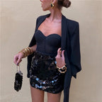 Women's Glitter Mini Cocktail Dress – Sparkle Fitted Party Dress
