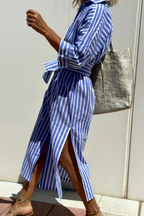 Women's Striped Summer Midi Dress – Flowy Relaxed Day Dress