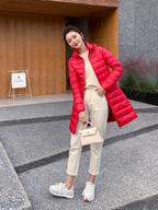 Women's Lightweight Puffer Coat – Longline Removable Hood Jacket