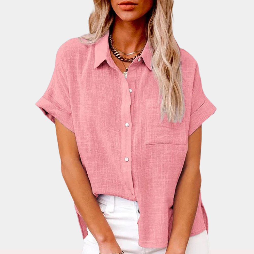 Women's Short Sleeve Pocket Blouse – Lightweight Casual Shirt Blouse