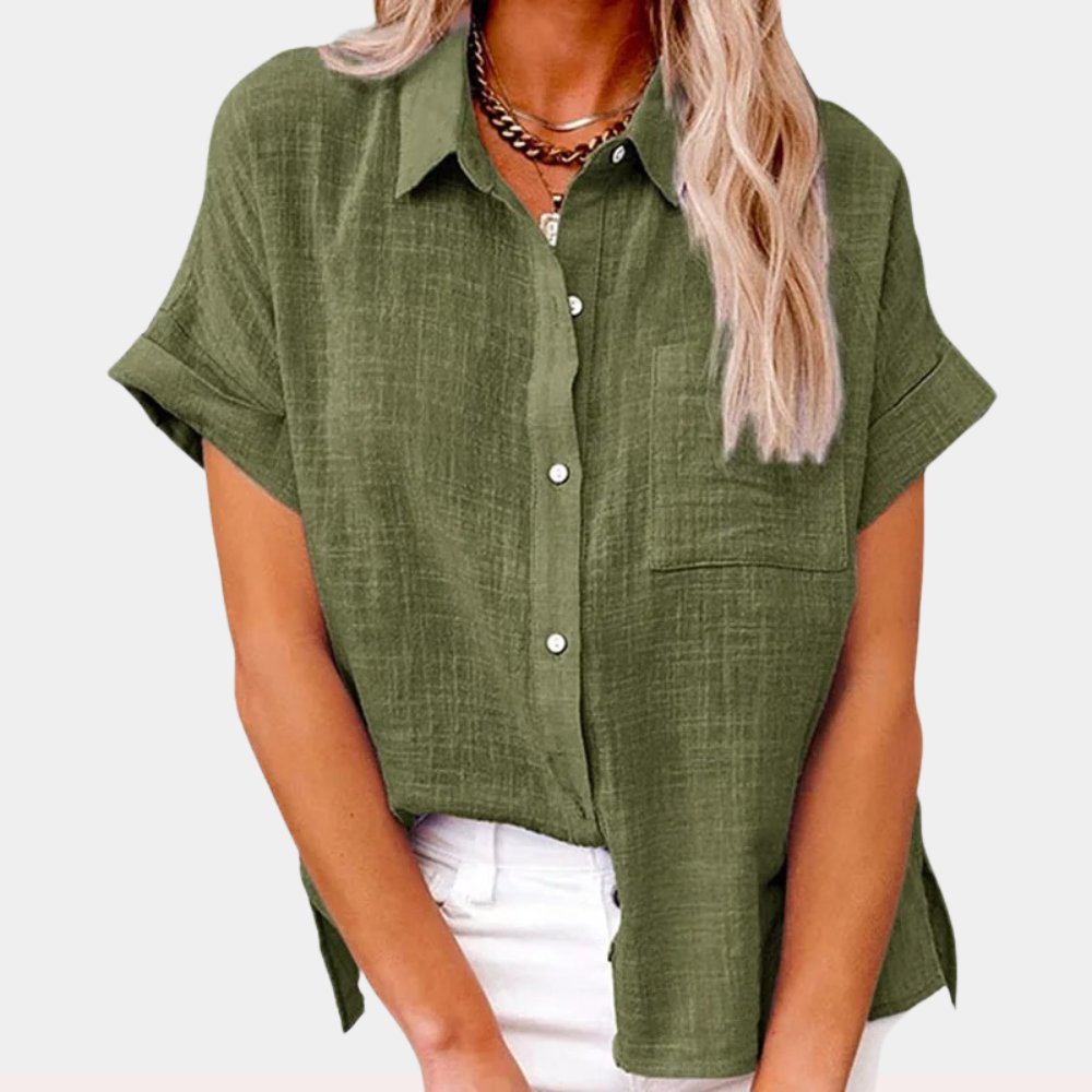 Women's Short Sleeve Pocket Blouse – Lightweight Casual Shirt Blouse