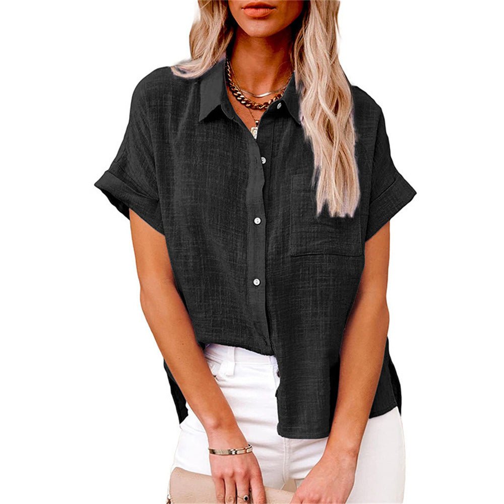 Women's Short Sleeve Pocket Blouse – Lightweight Casual Shirt Blouse