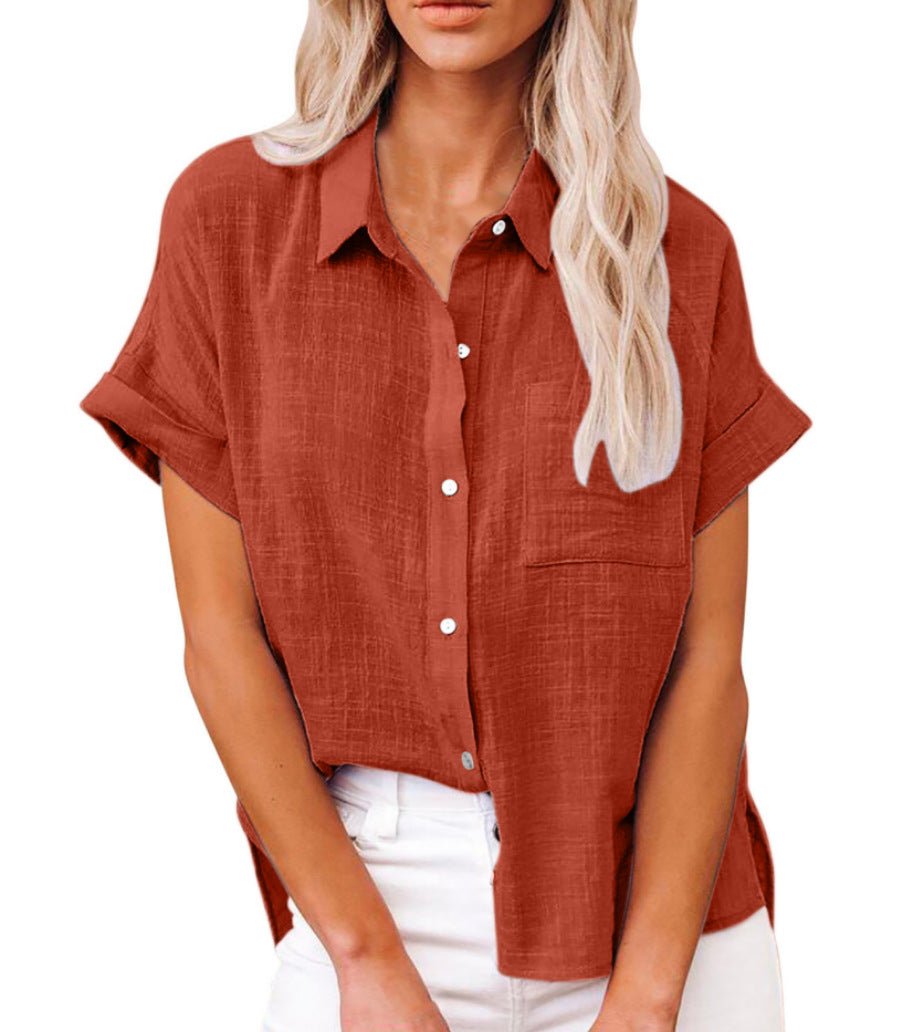Women's Short Sleeve Pocket Blouse – Lightweight Casual Shirt Blouse
