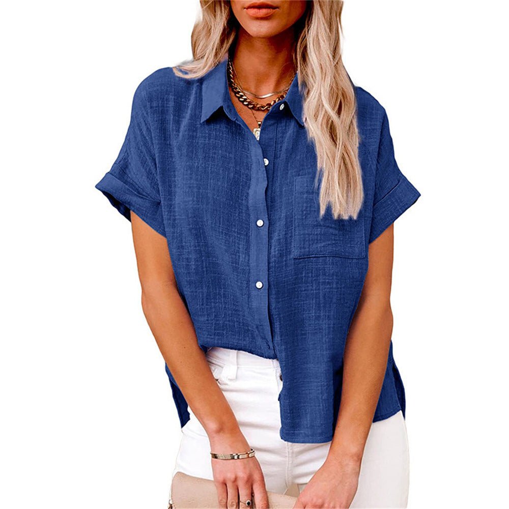 Women's Short Sleeve Pocket Blouse – Lightweight Casual Shirt Blouse