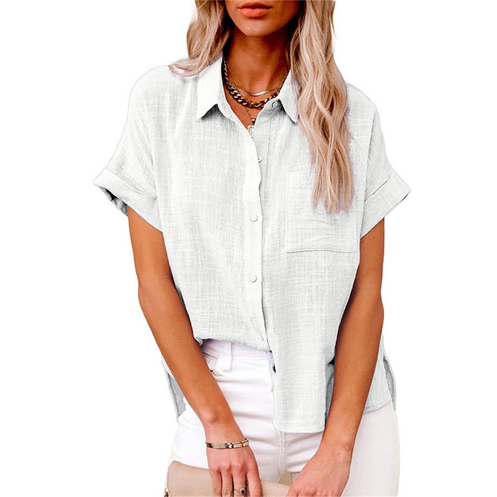 Women's Short Sleeve Pocket Blouse – Lightweight Casual Shirt Blouse