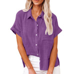 Women's Short Sleeve Pocket Blouse – Lightweight Casual Shirt Blouse