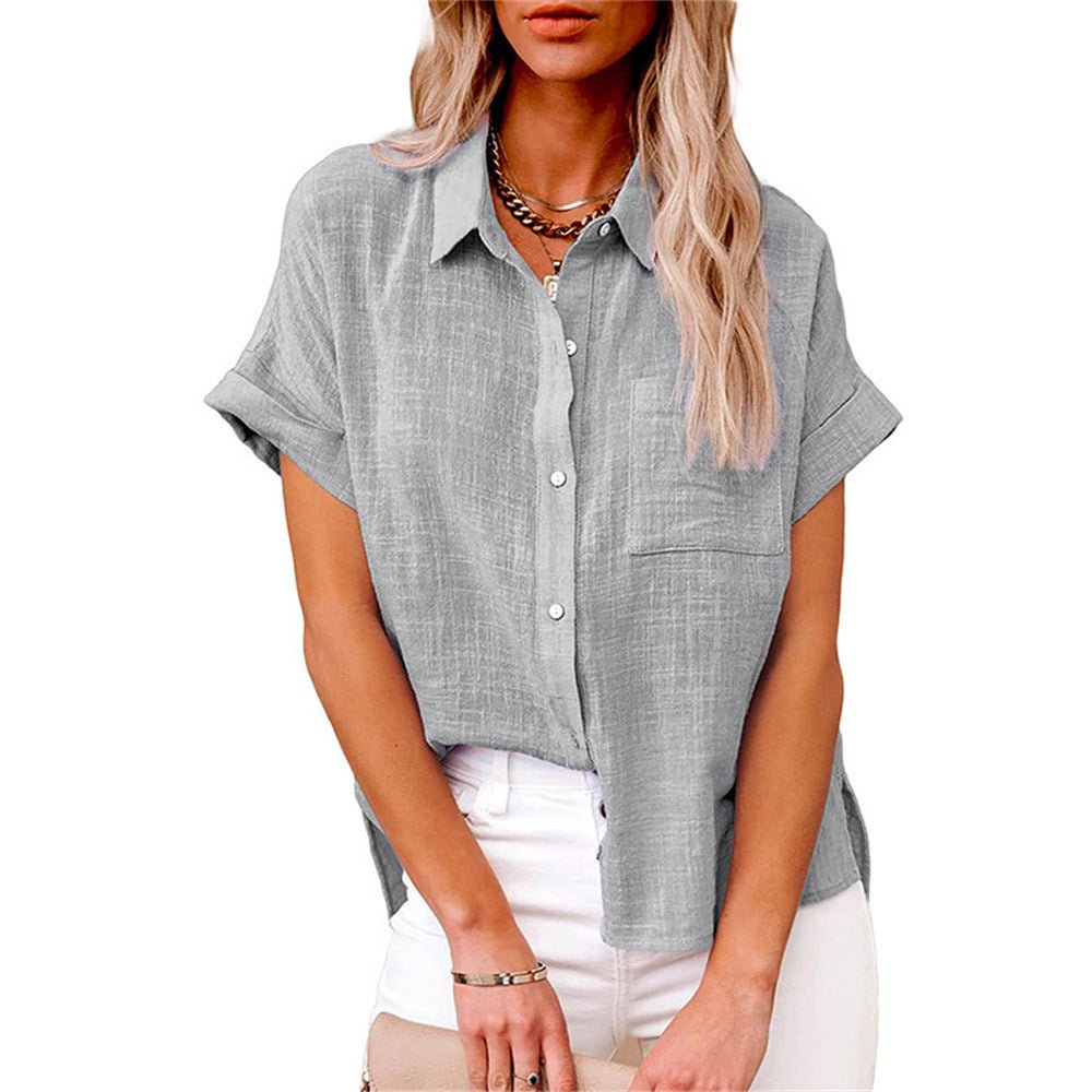 Women's Short Sleeve Pocket Blouse – Lightweight Casual Shirt Blouse