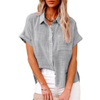 Women's Short Sleeve Pocket Blouse – Lightweight Casual Shirt Blouse