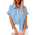 Women's Short Sleeve Pocket Blouse – Lightweight Casual Shirt Blouse