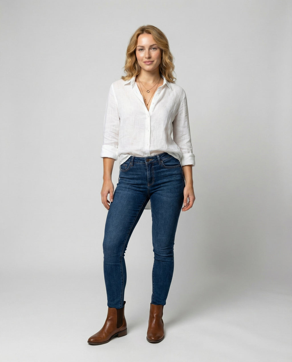 Women's Three-Quarter Sleeve Collar Blouse – Classic Button Front Blouse