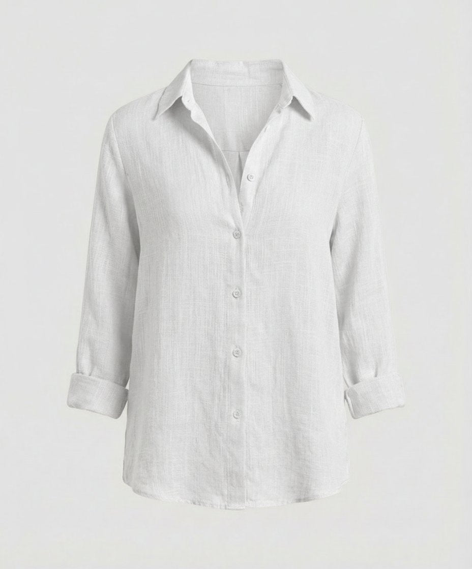 Women's Three-Quarter Sleeve Collar Blouse – Classic Button Front Blouse
