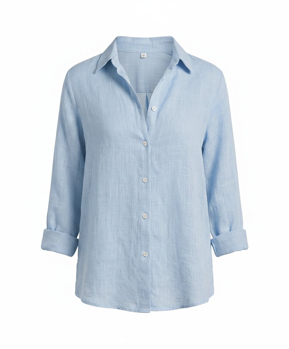 Women's Three-Quarter Sleeve Collar Blouse – Classic Button Front Blouse