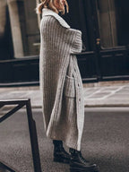 Women's Chunky Lapel Cardigan – Oversized Longline Button Cardigan