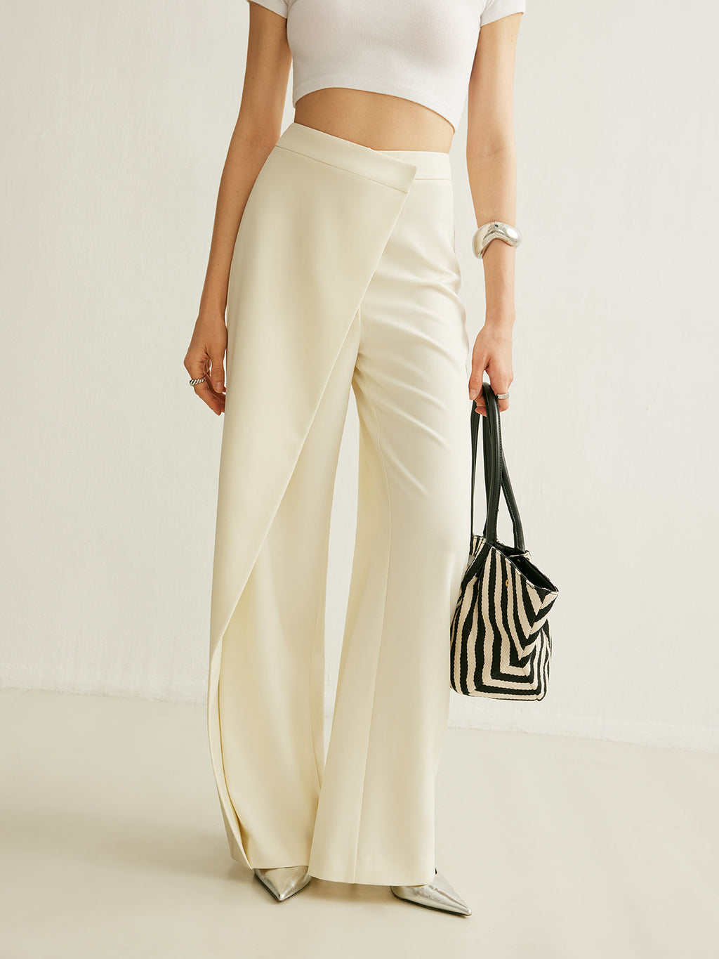 Women's Wrap Front Pants – Draped Palazzo Pants